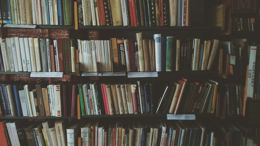 Libros en la estantería de una casa