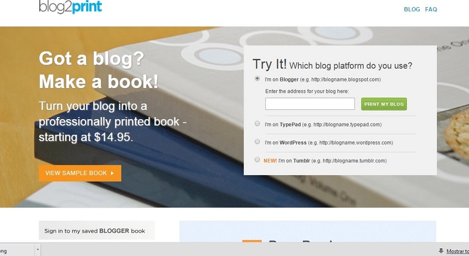 Web Blog2print para pasar blog a libro