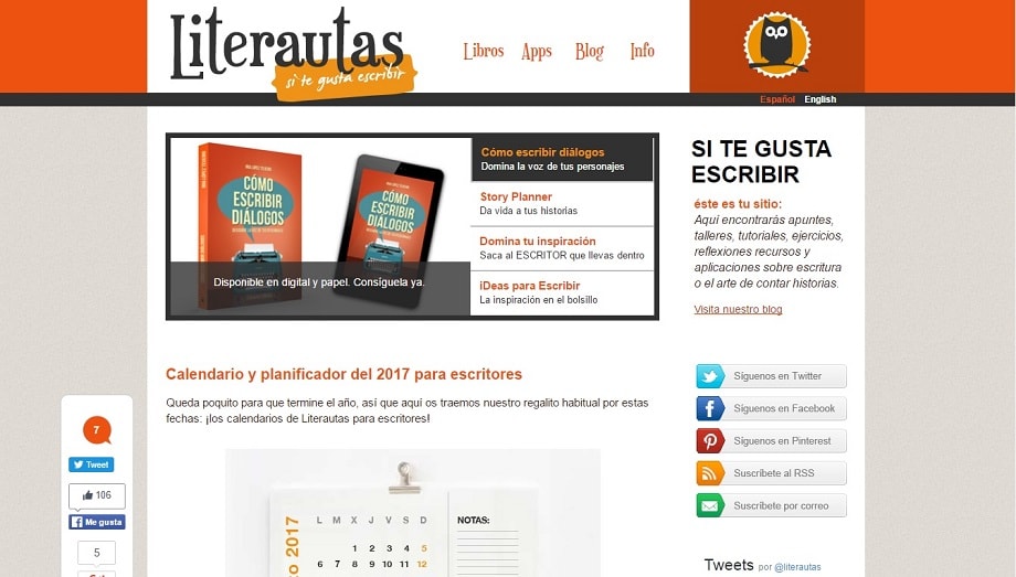 Blog Literautas, uno de los mejores blogs para escritores.